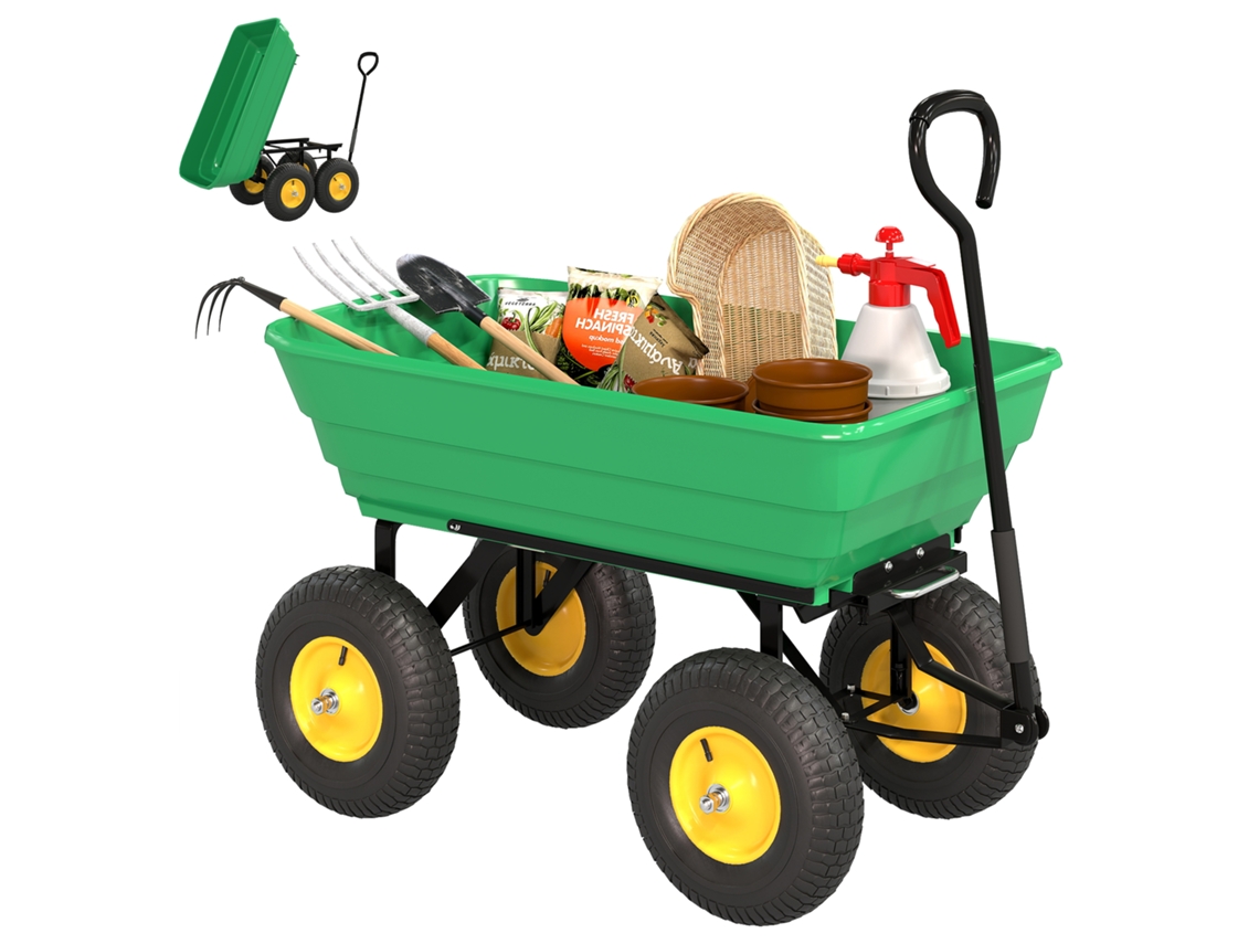 Carrinho Jardim 75l Aço Pp Basculante 109x52x94 Verde