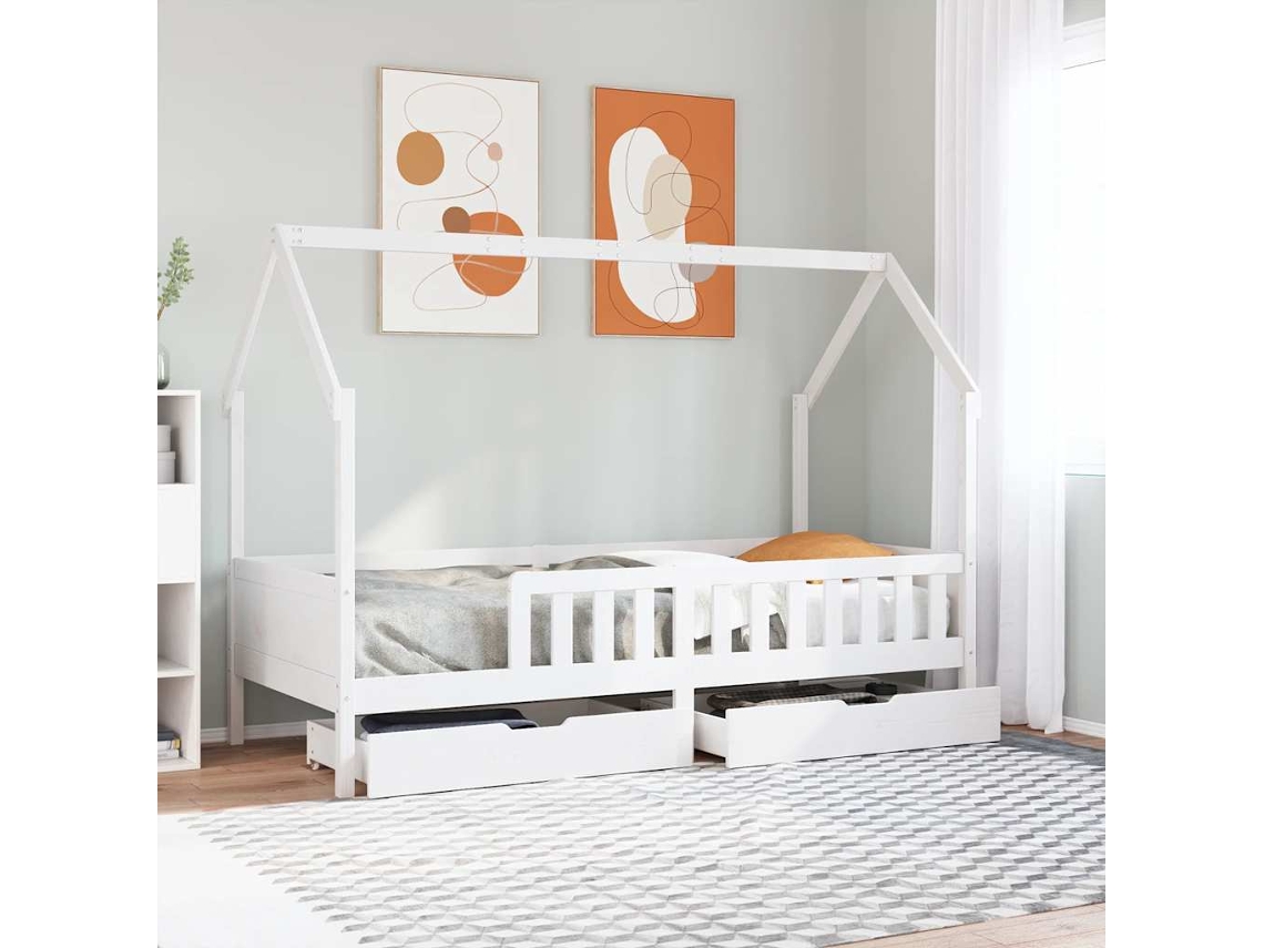Estrutura De Cama Infantil C/ Gavetas 90x190 Cm Pinho Maciço