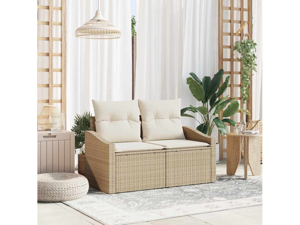 Vidaxl Sofá De Jardim Com Almofada 123 X 62 X 69 Cm Vime Pe