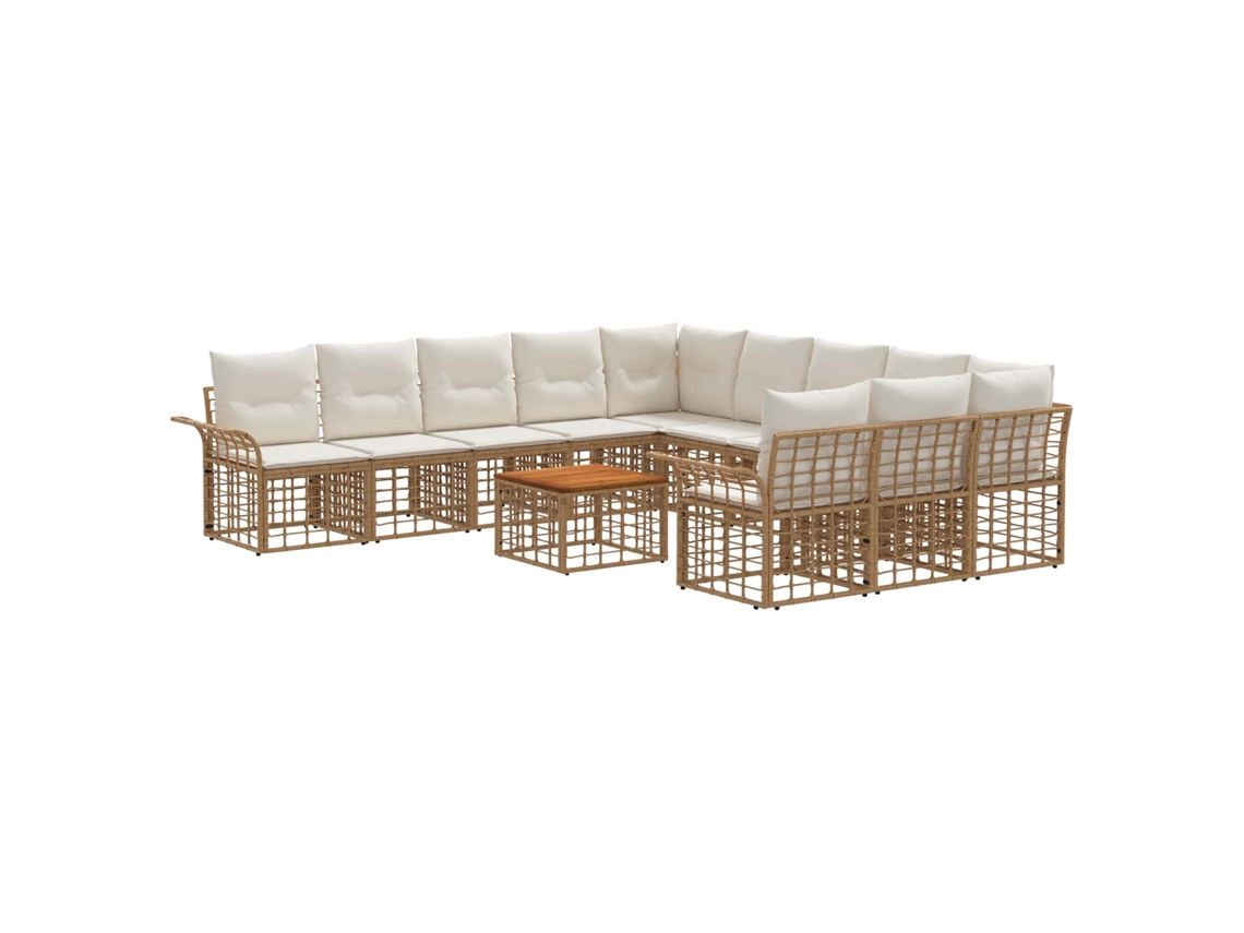 Vidaxl Conjunto de Sofás para Exterior 12 Pcs Natural e Branco Creme