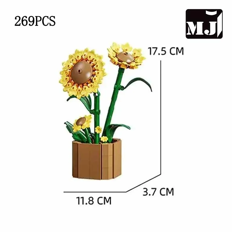 (269 Peças) Blocos De Montar Em Forma De Vaso De Flores