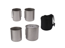 4pcs Caneca de Acampamento em Aço Inoxidável com Tampa S/MARCA