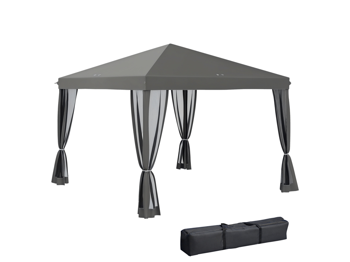 Gazebo Estilo Colonial 3x3m com 4 Mosquiteiros, Bolsa de Transporte Cinza LAMAISON