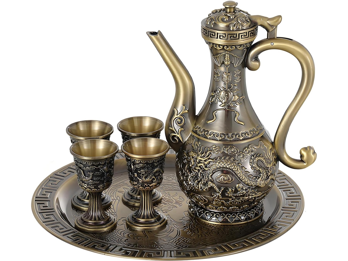 Conjunto De Decantadores De Licor Com Alças Curvas, Decoração Em Liga De Zinco Para Encontros Em Casa, Festas