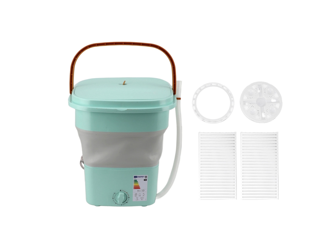Laxiscreed Máquina De Lavar Mini Portátil Automática De 16l Para Roupas Íntimas, Luz Azul Moderna