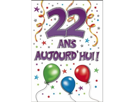 Cartão Duplo PICCADILLY GREETINGS 22 Ans Aujourd'Hui