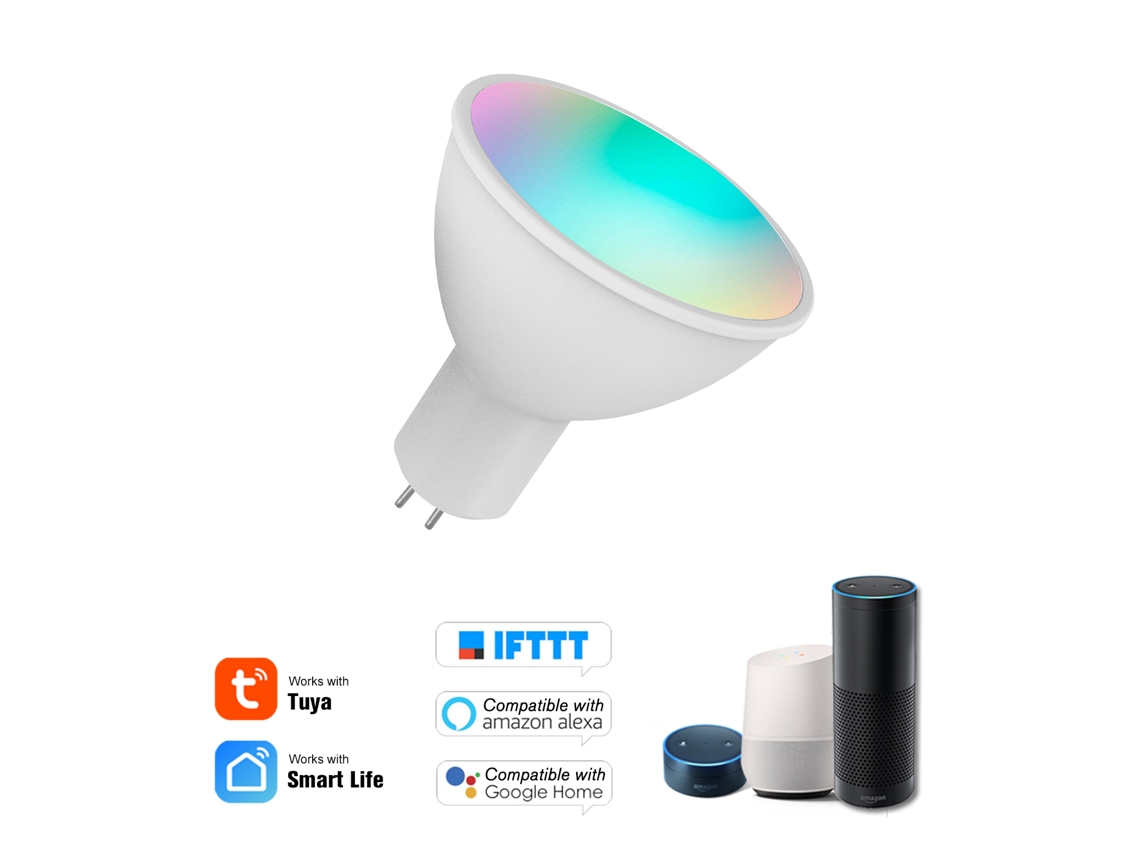 Lâmpada Inteligente WiFi RGBW + C 5W Gu5.3 Dimmável Controle App/Voz | S/MARCA