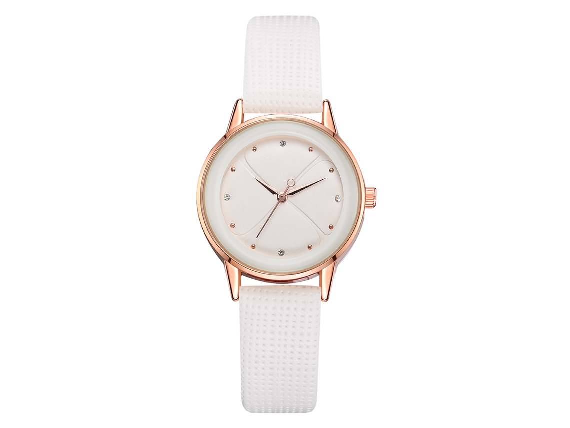 Relógio de Pulseira Feminino de Quartzo com Mostrador Redondo Elegante Branco