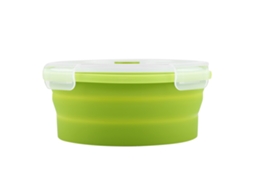 Caixa De Almoço De Silicone Colapsível Redonda 800ml Verde Claro