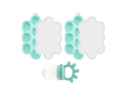 Conjunto Alimentador Bebé EIFSON 6+ Meses com Molde Picolé Silicone Macio (ciano)