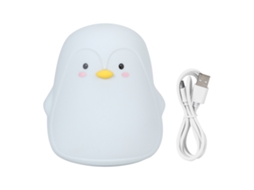 Lâmpada de Noite Led Pinguim Cute Silicone Usb Carregável Toque 7 Cores Rosa Branco Cinza