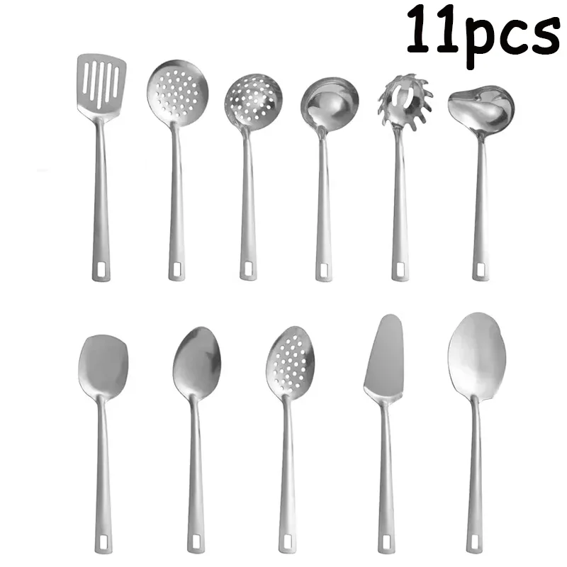 Conjunto De Talheres Em Aço Inoxidável (prateado), Utensílios De Cozinha Completos E Espátulas.