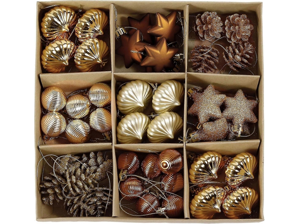 Conjunto De 45 Enfeites Natalinos Com Tema De Floresta Ornamentos Em Cobre E Dourado Hengjian