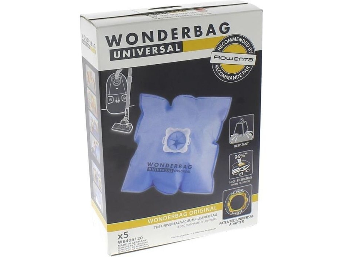 Sacos de aspirador Wonderbag de 5 para aspirador Calor, aspirador Moulinex, aspirador Rowenta, aspirador Tornado, aspirador