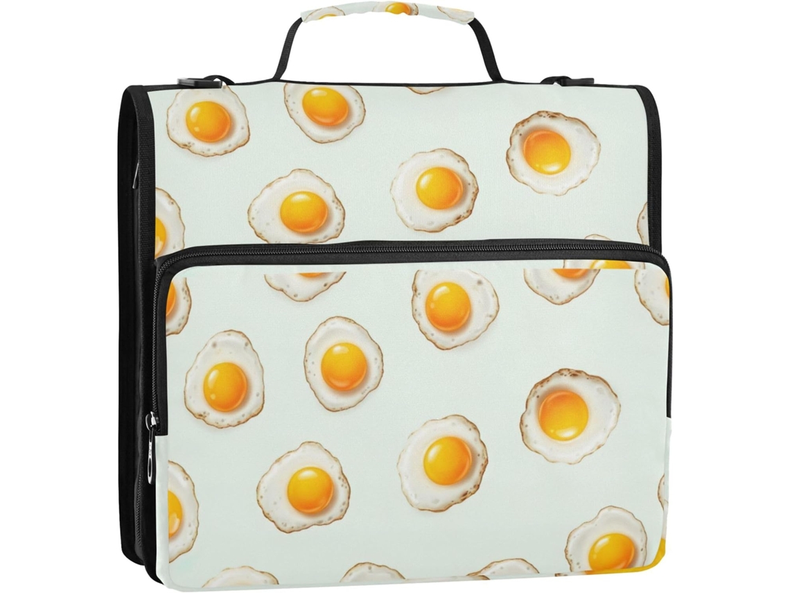 Pasta De 1, 5 Polegadas, 3 Argolas Divertidas Em Formato De Ovo Com Fecho, Organizador Com Vários Bolsos, Pasta Grande