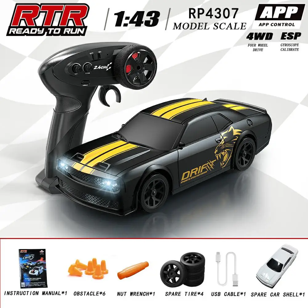 Carro De Drift Controlado Remotamente, Tração Nas Quatro Rodas 2.4g, Estabilização Por Giroscópio Esp, Controle Totalmente Proporcional.