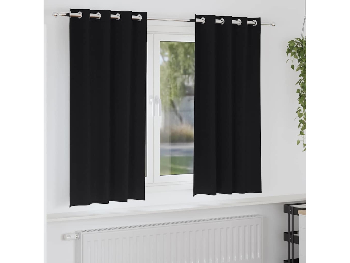 Vidaxl Cortinas Blackout Com Argolas 2 Unid. Preto 175 X 140 Cm