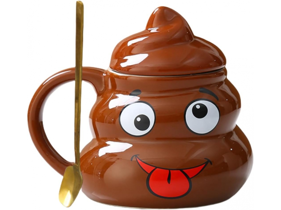 Caneca De Cerâmica Em Formato Cocô, Pessoal Engraçada E Bem Humorada, Café Com Tampa, Presente Pegadinha. Aquaforge