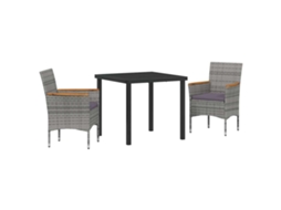 Conjunto de Jantar para Jardim 3 Pcs Cinzeto Vime Pe MAISON EXCLUSIVE