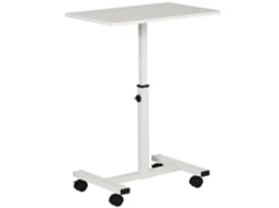 Mesa Auxiliar Melamina de Madeira e Metal Cor Branco 60x40x84 cm Homcom