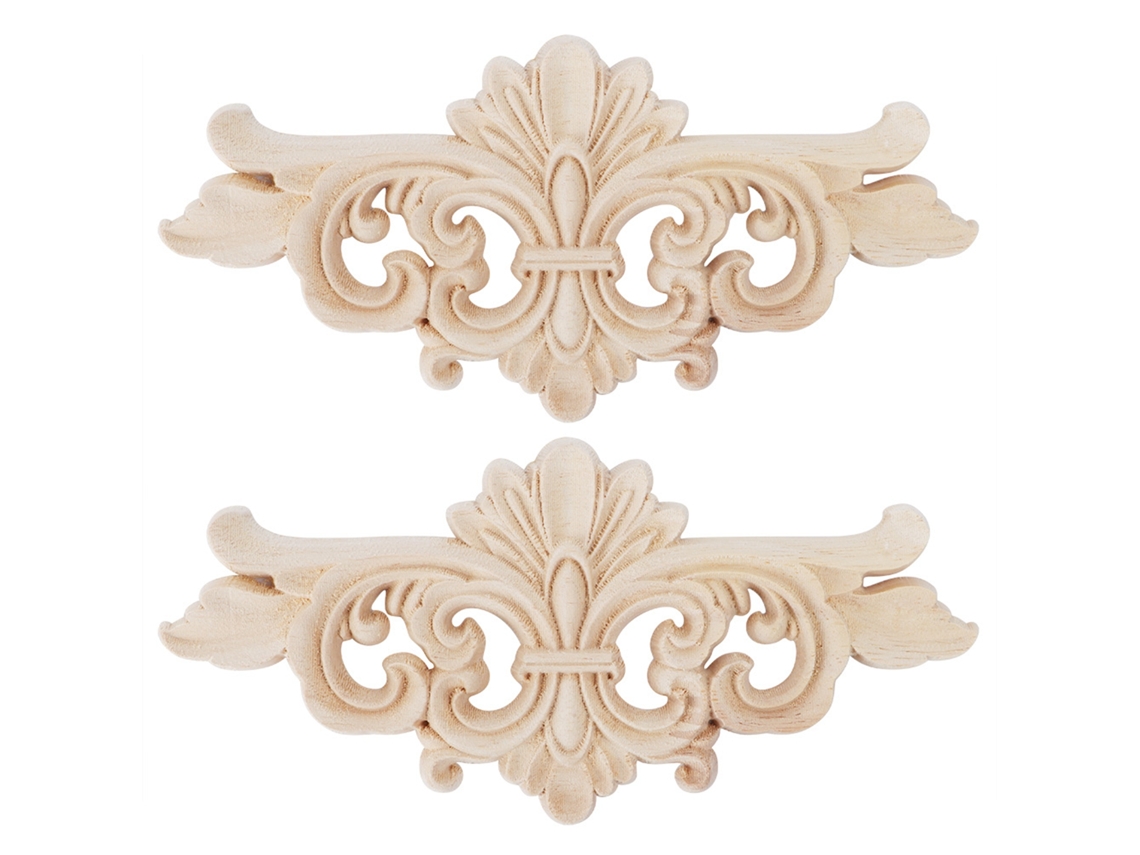 Kit de 2 enfeites de carvado em flor para decoração de móveis, 16x7,5cm LAXISCREED