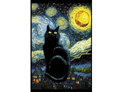 Quebra Cabeça Noite Estrelada Gato Preto 1000/500/300 Peças Decoração Para Casa Para Adultos Jogos Diversão Em Família Quebra Cabe Aquaforge