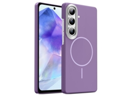Capa Para Samsung Galaxy A55 5g Fina Circular Magsafe À Prova De Choque Dourada Em Policarbonato Roxa