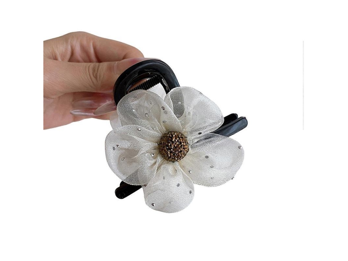 Presilha de Cabelo Feminina 2026 com Desenho Floral de Tule Suave com Couro Cabeludo para Meia Cauda Duradoura