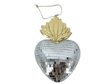 Ex Voto Decorativo Em Forma De Coração Disco Prata 13x5x19 Cm Opjet