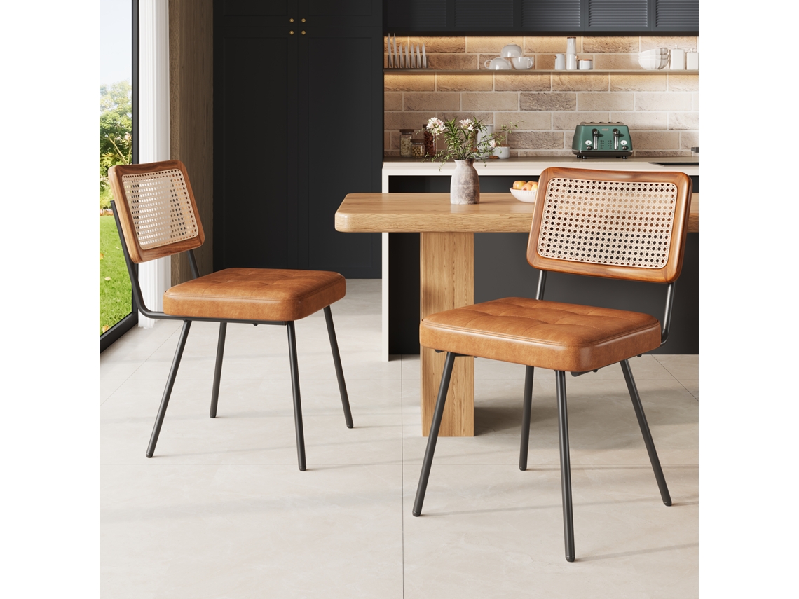 Cadeira De Sala Em Couro Sintético, Poltrona Rattan, Penteadeira Ergonômica, Leve E Luxuosa, Estilo Retrô.