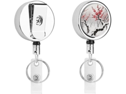 Porta Crachá Retrátil De Inverno Plum Grove, Moderno E Durável, Em Metal, Com Cordão De Nylon De 68cm, Ideal Para