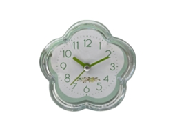 Reloj Despertador Bonito Flor Forma Silencioso Pequeño Para Dormitorio Mesa Verde