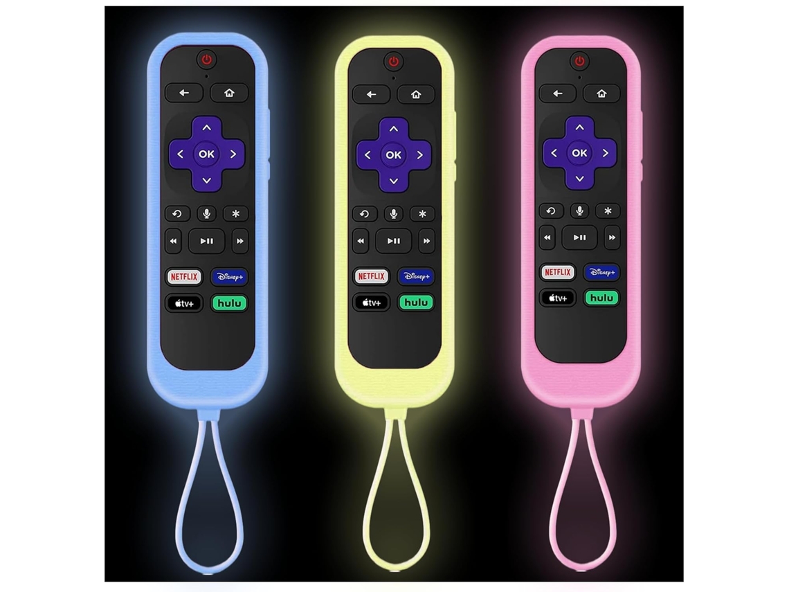 Kit Com 3 Capas Protetoras Para Controle Roku, Para Onn Roku, Tcl E Hisense, Capa Universal De Silicone Para Roku Express 4k+ E Roku Remote Co