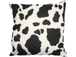Capa de Almofada Decorativa com Estampa Vaca, Feita Pelúcia Pelo Curto. Lavável, na Cor Branca CHABERLU