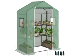 Estufa de Jardim com porta, 2 janelas, 2 prateleiras, 140x73x190cm BTFORUS