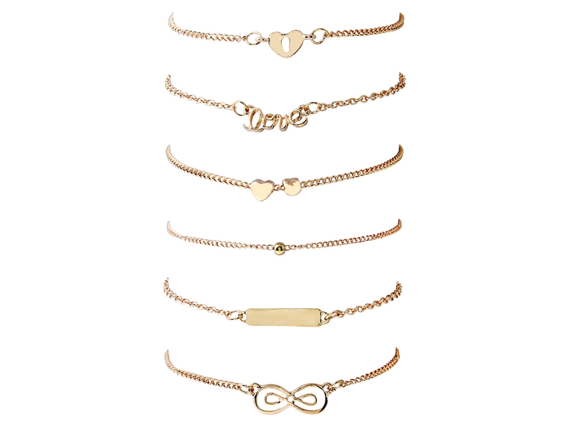 Pulseira Feminina De Corrente Estilo Personalizado Design Coração Oco