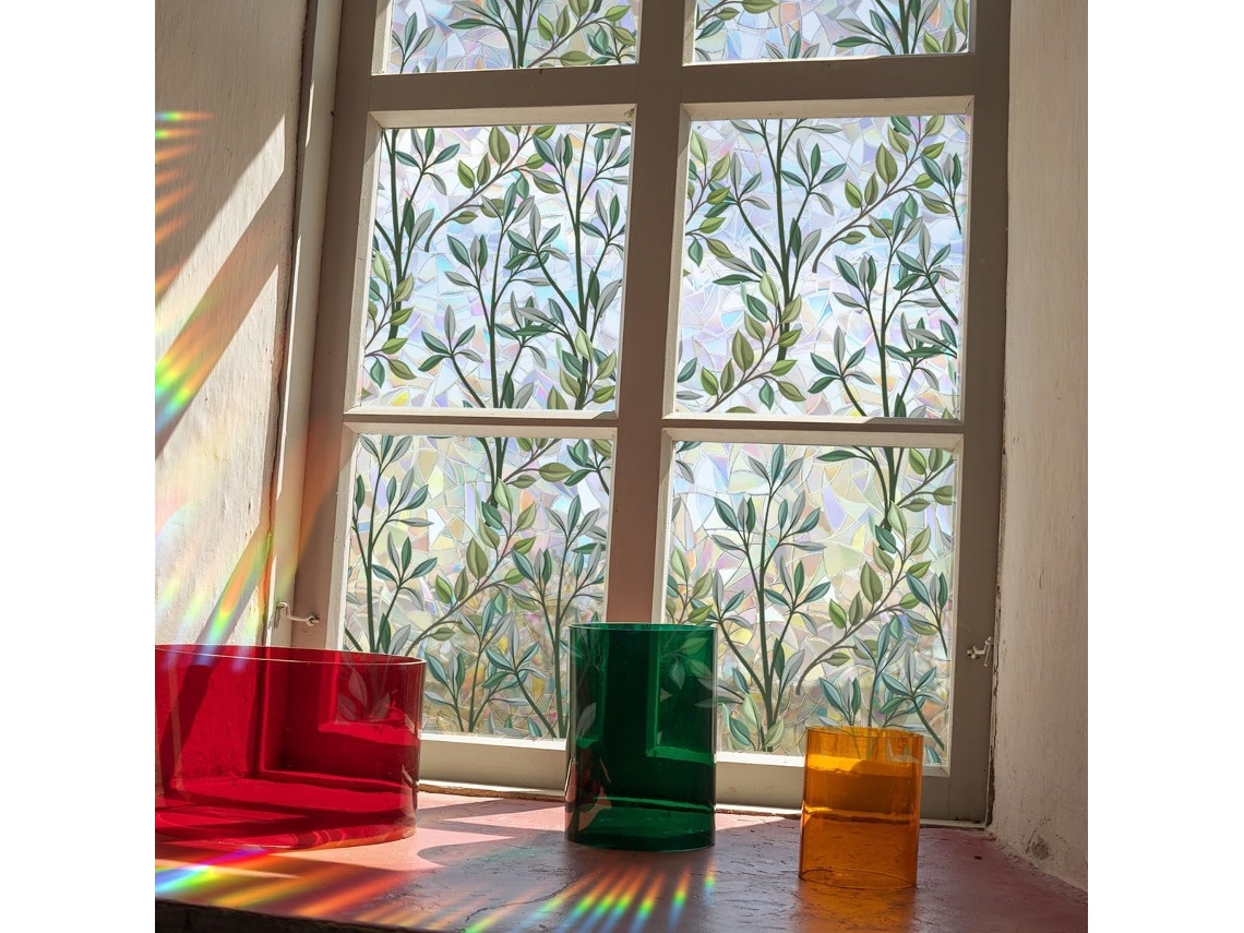 Adesivo Decorativo Para Janela 40x100cm, Adesivo De Privacidade Para Janelas, Vinil Verde