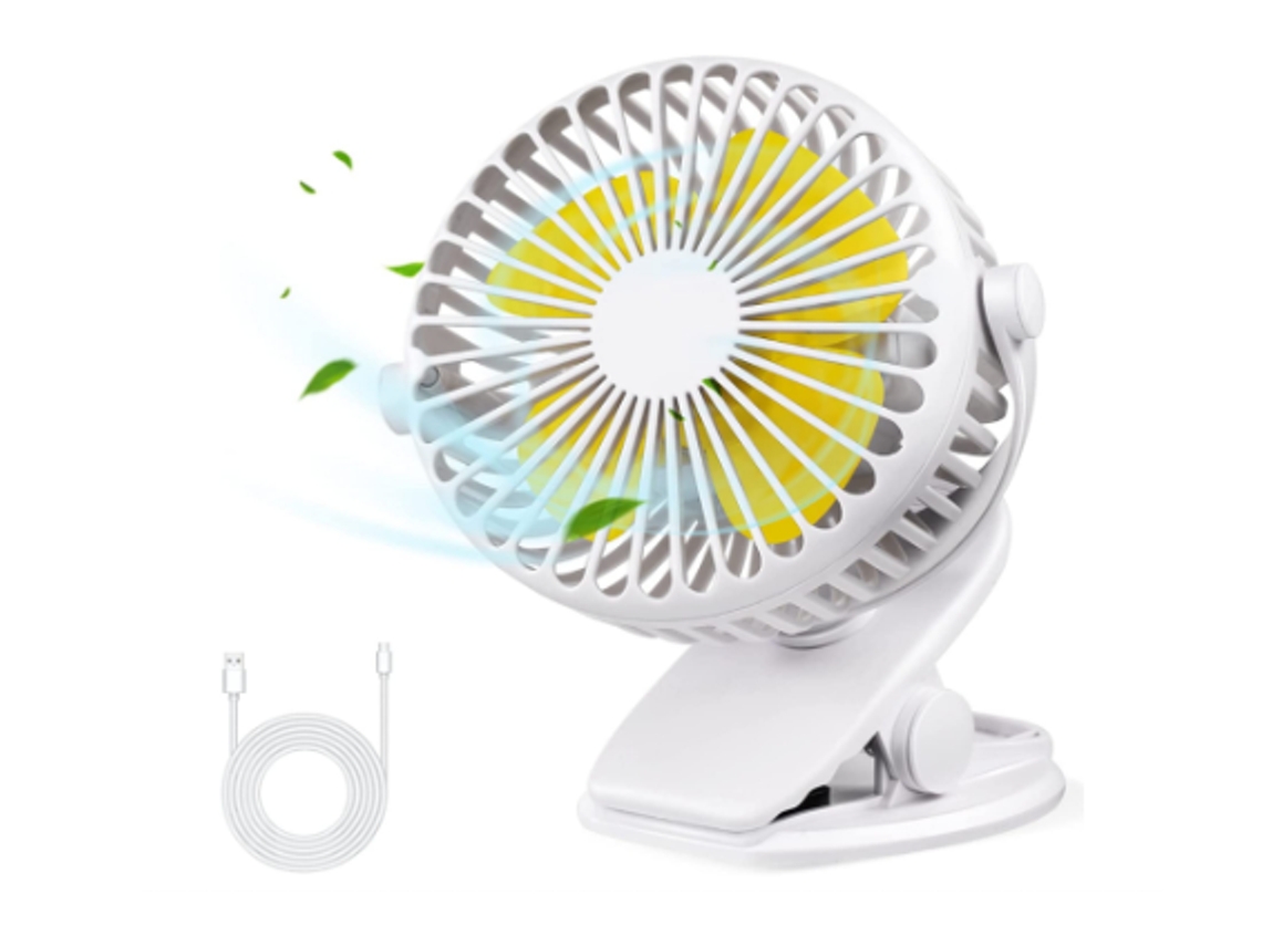 Ventilador Mini 3 Velocidades 360° Giratório Branco Yizhood