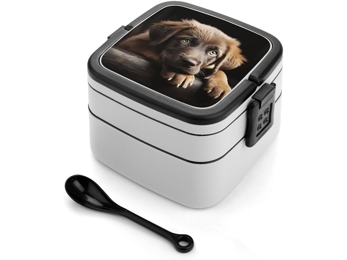 Marmita Bento Lancheira De Camada Dupla Com Colher E Alça, À Prova De Vazamentos, Tudo Em Um, Ideal Para Adultos E Cães