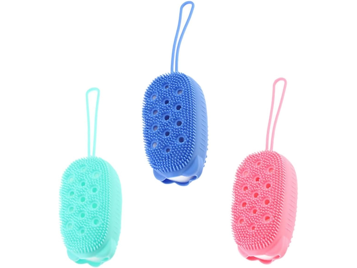 Escova De Banho Para Massagem Facial E Equilíbrio Da Oleosidade, Conjunto De 3 Peças Em Silicone Dupla Face, Com Anel