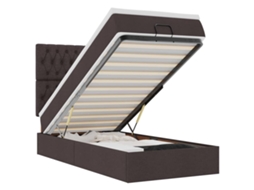Cama Otomana com Colchão Leds Tecido Castanho Escuro MAISON EXCLUSIVE (90x200 cm)