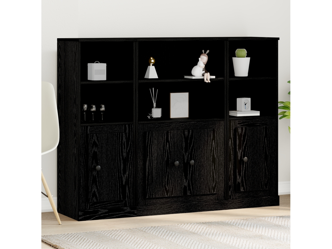 Armario alto de roble negro 132x35,5x103,5 cm Madera de ingeniería