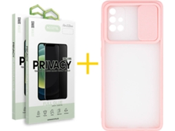 Capa + 2 Películas para Samsung Galaxy A71 ACCETEL Rosa-Creme