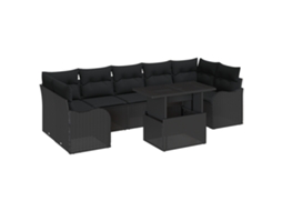 Conjunto 8 Conjunto De Móveis Para Exterior Vidaxl Preto Vime Pe (100 X 55 X 73 Cm)