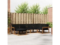 Vidaxl Conjunto De Sofás Para Exterior 6 Pcs Natural E Preto