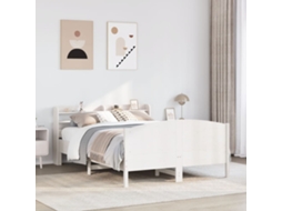 Cama Sem Colchão 150x200 Cm Madeira De Pinho Maciça Branco