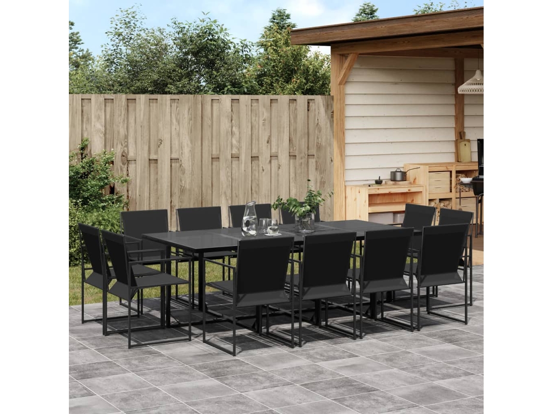 Vidaxl 13 Pcs Conjunto De Jantar Para Jardim Textilene Preto