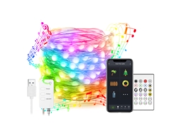 Luzes de Fio Led Wi fi Bt Usb 16 Milhões de Cores para Natal e Música