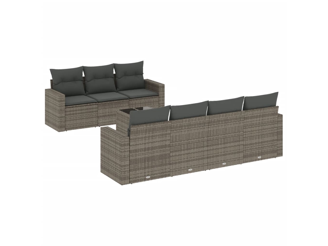Maison Exclusive - 8 Pcs Conjunto Sofás De Jardim C/ Almofadões Vime Pe Cinzento