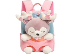Mochila Infantil Fofa Com Brinquedo De Pelúcia Rena Removível, Escolar Para Jardim Infância E Ensino